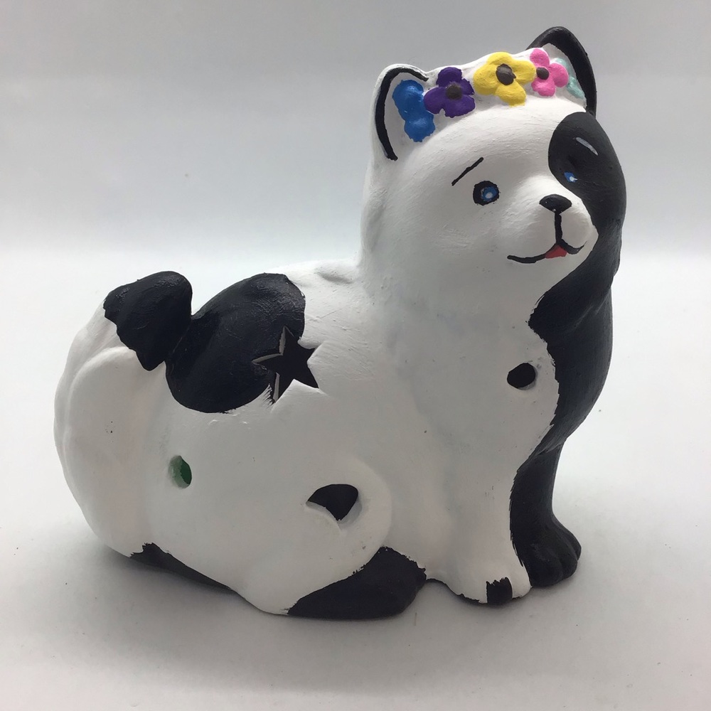 Cat Feline Multicolor Light Figurine Black & White